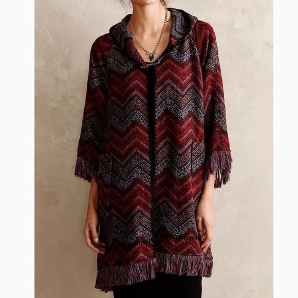 Anthropologie Hei Hei Mesilla Jacquard Fringe Cardigan Sweater Jacket Coat XS S - Picture 3 of 16